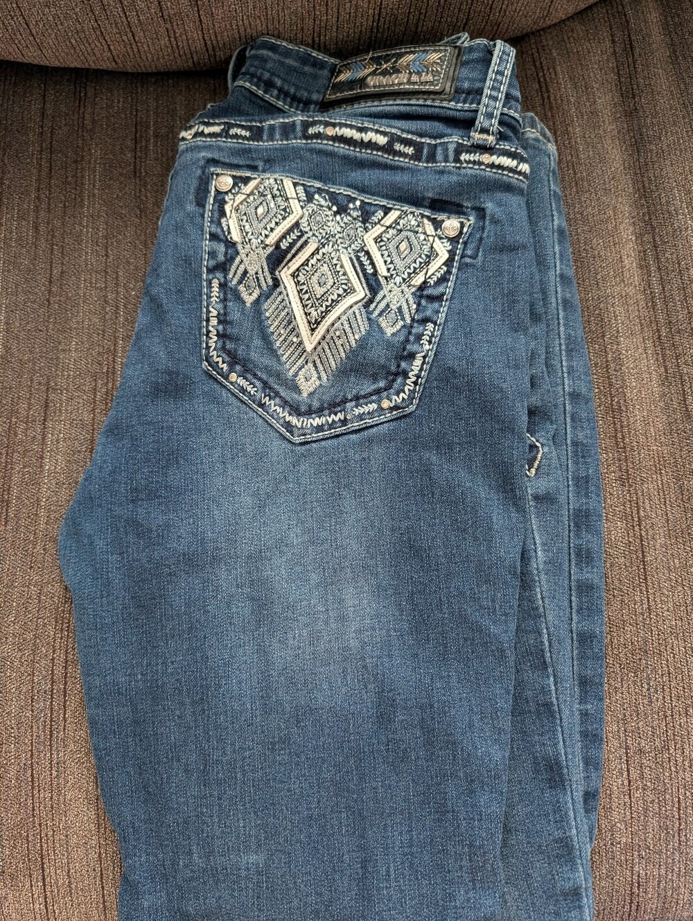 Grace in LA Dark Blue Bootcut Jeans with Embroidered Back Pocket